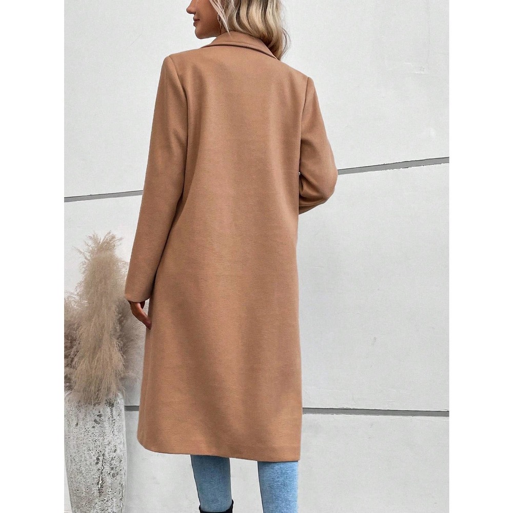 ❗️ preppy Lapel collar Single Button peacoat pea coat Overcoat camel tan - Picture 2 of 2
